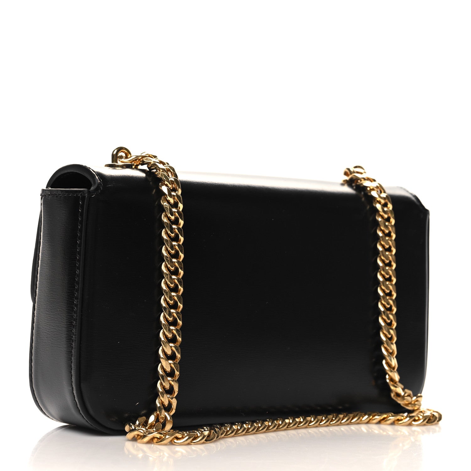 Celine Shiny Calfskin Triomphe Chain Shoulder Bag Black 3 of 10