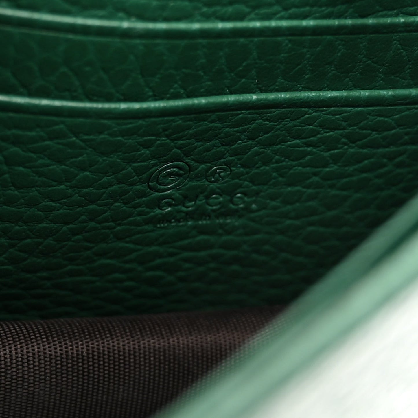 Dollar Calfskin Interlocking G Chain Wallet Emerald