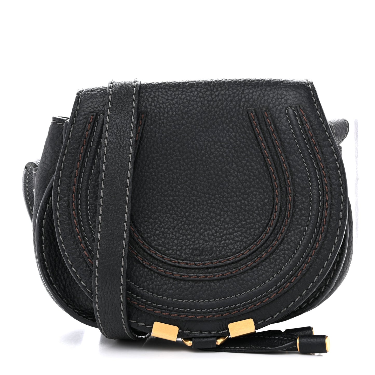 Calfskin Mini Marcie Round Crossbody Bag Black