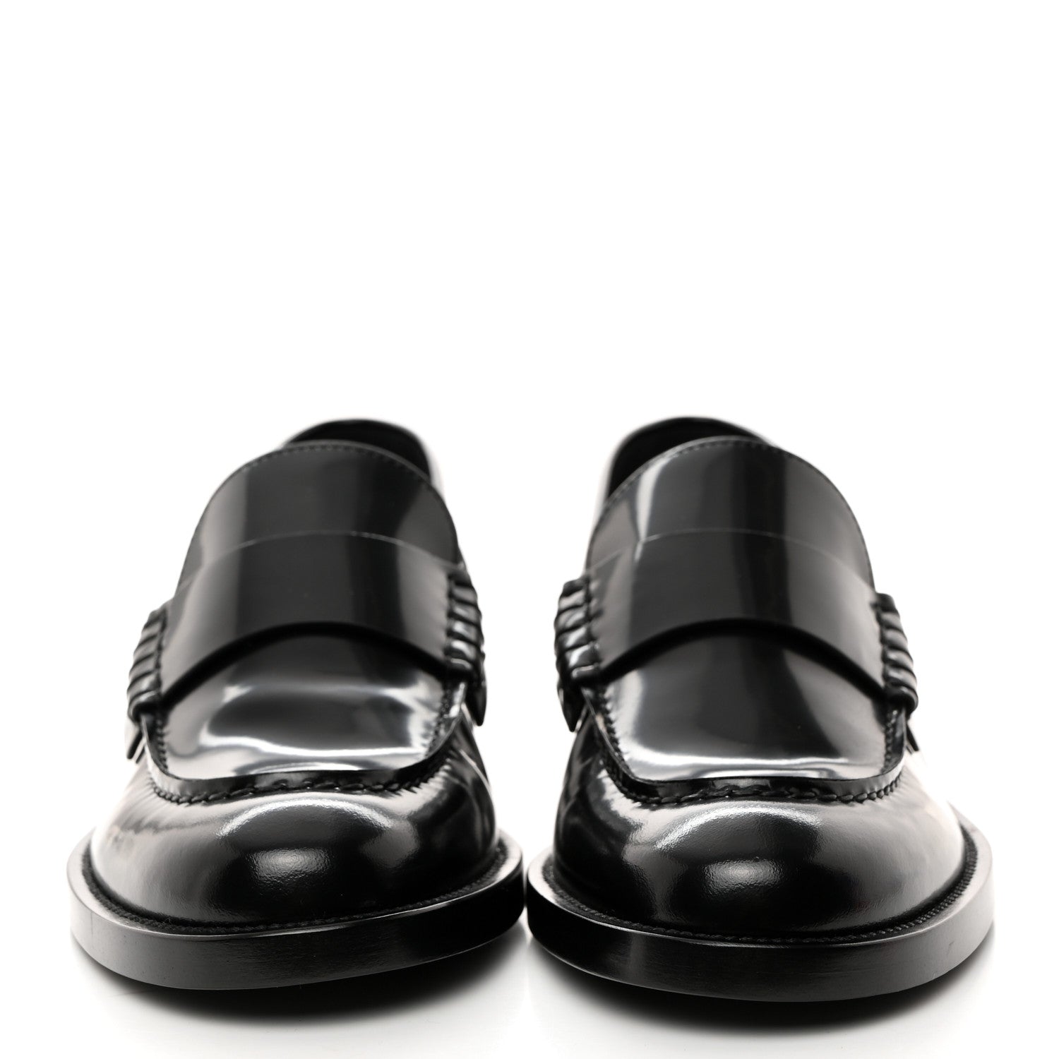 Chanel Shiny Calfskin Logo Loafers 38.5 Black 2 of 9