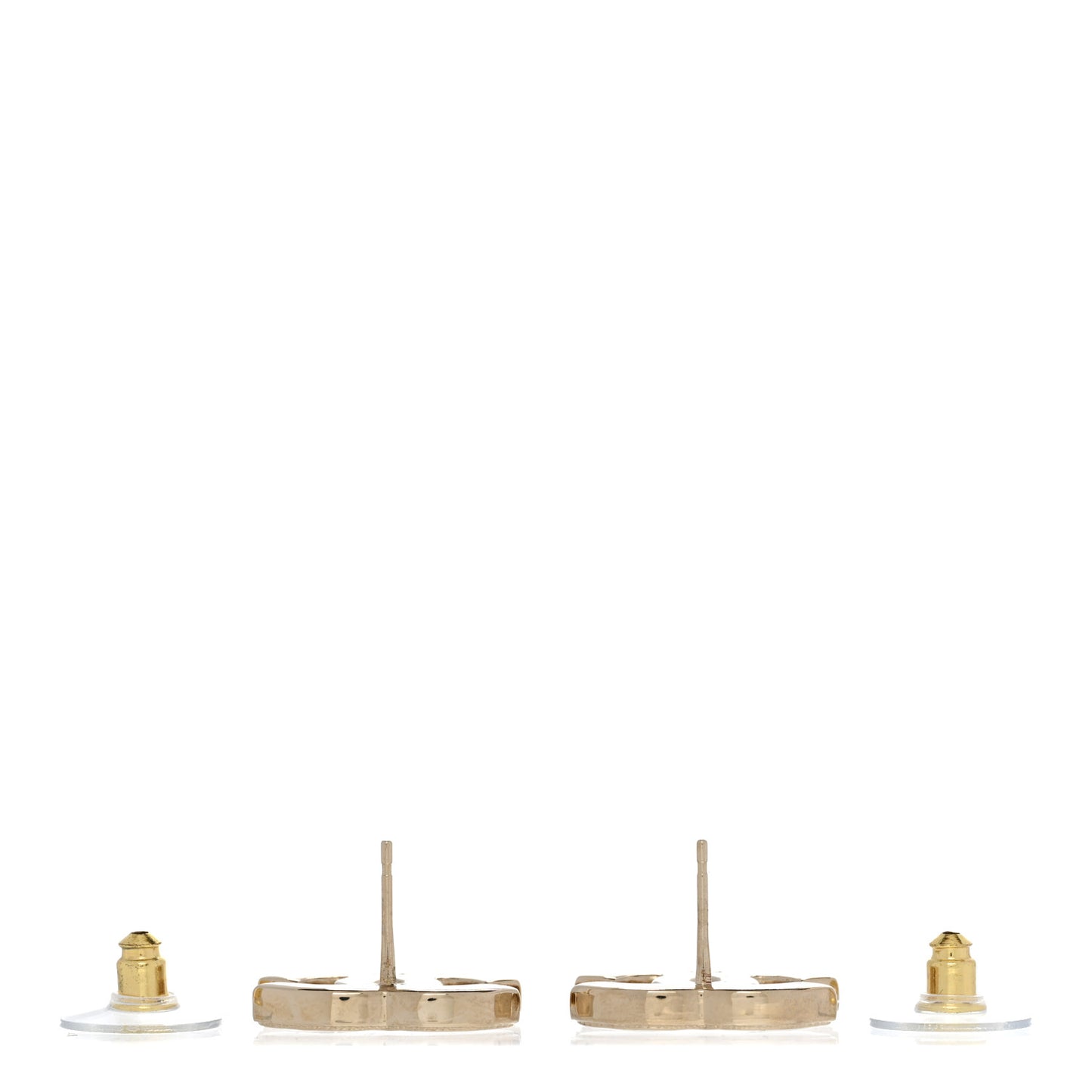 Enamel CC Earrings Gold White