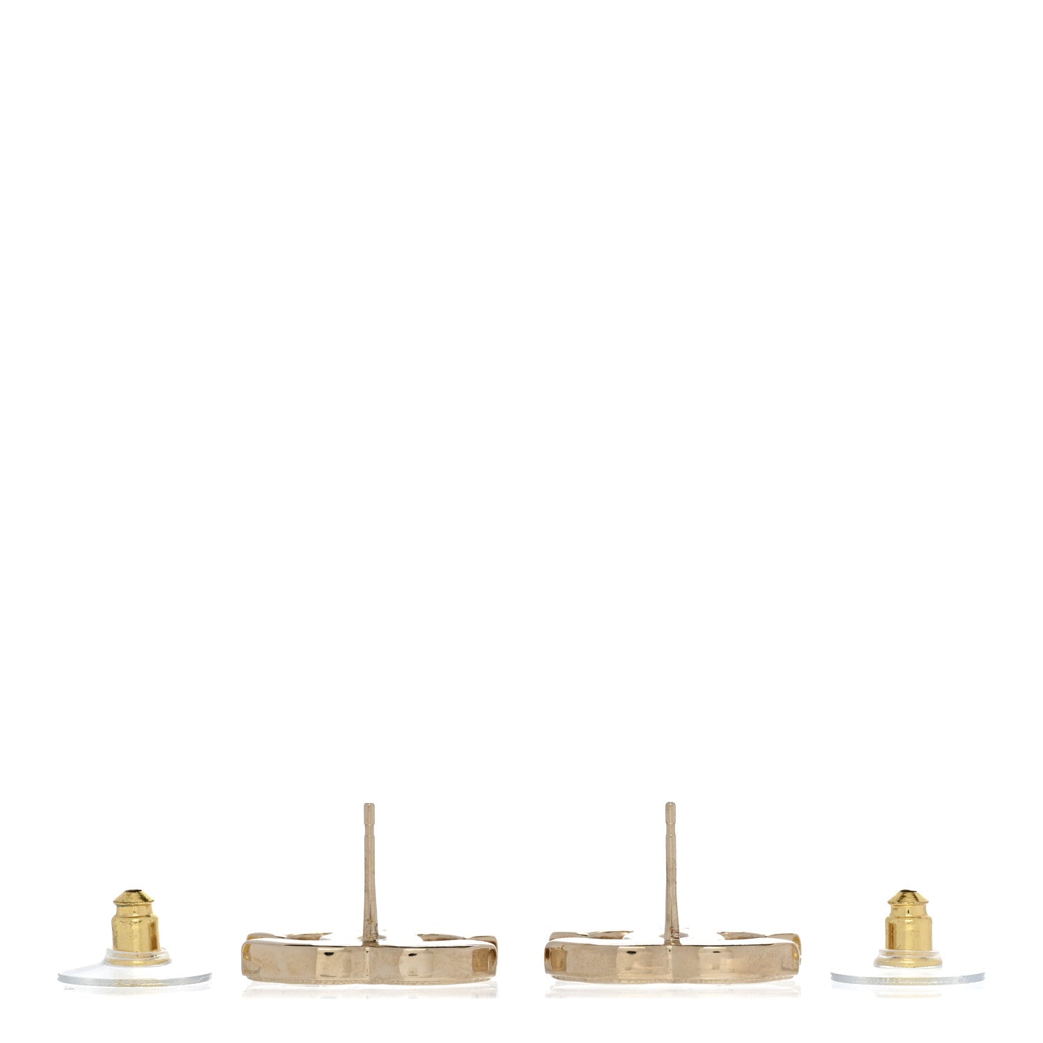 Chanel Enamel CC Earrings Gold White 3 of 5