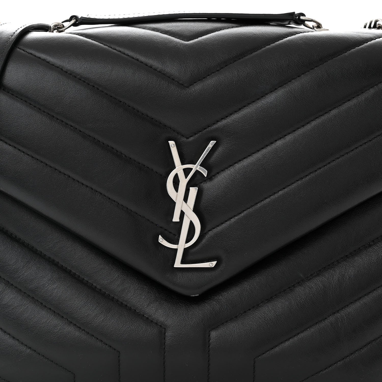 Saint Laurent Calfskin Y Quilted Monogram Medium Loulou Chain Satchel Black 8 of 10