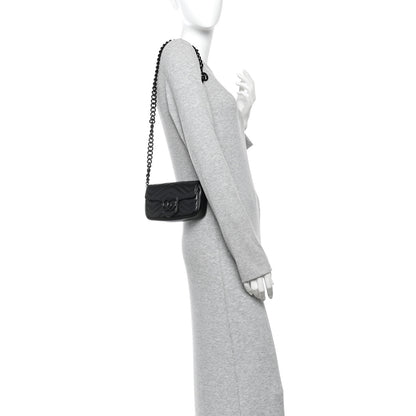 Gucci Calfskin Matelasse Monochrome GG Marmont Chain Belt Bag Black 2 of 11