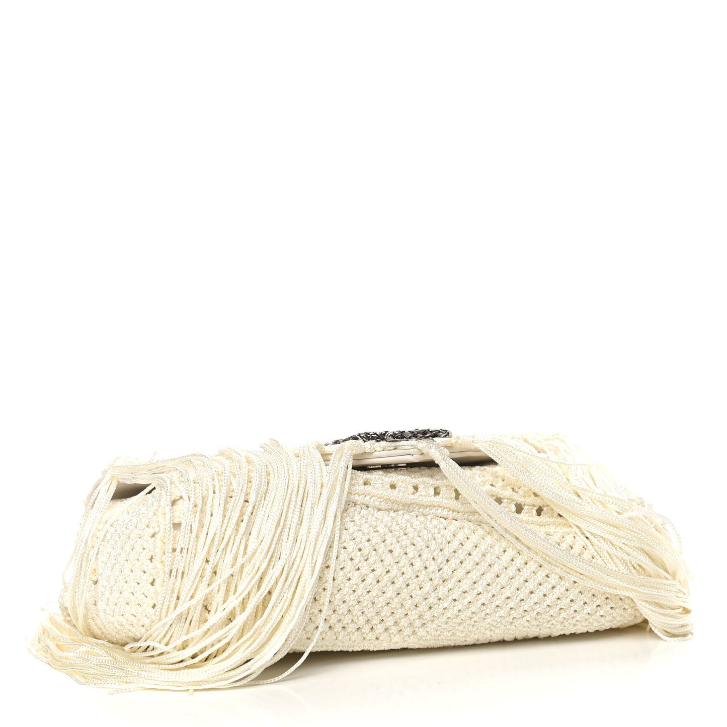 Calfskin Crochet Baby Monogram Chain Satchel White