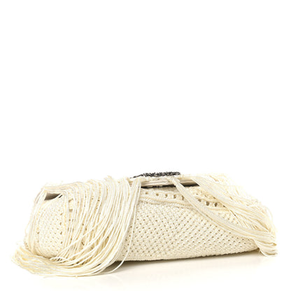 Saint Laurent Calfskin Crochet Baby Monogram Chain Satchel White 4 of 11