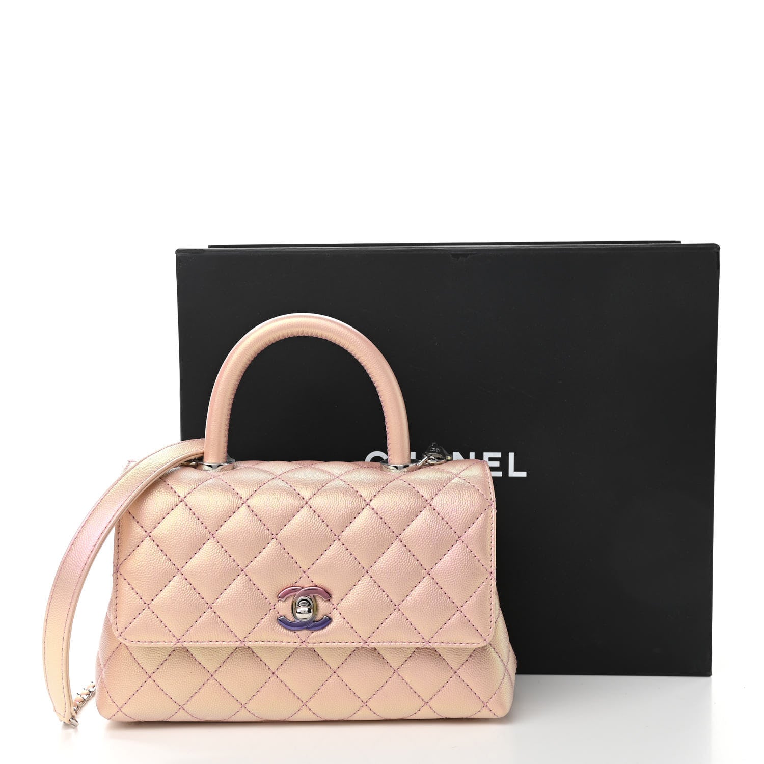 Chanel Iridescent Caviar Quilted Mini Coco Handle Flap Pink 11 of 11