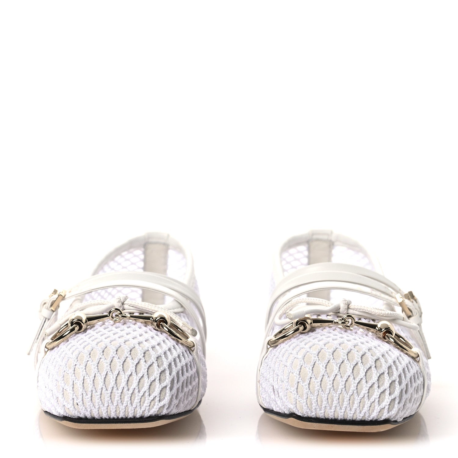 Gucci Video Net Nappa Horsebit Ballerina Flats 38.5 Great White 3 of 10