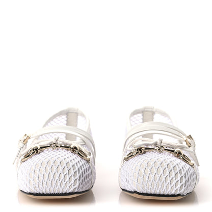 Gucci Video Net Nappa Horsebit Ballerina Flats 38.5 Great White 3 of 10
