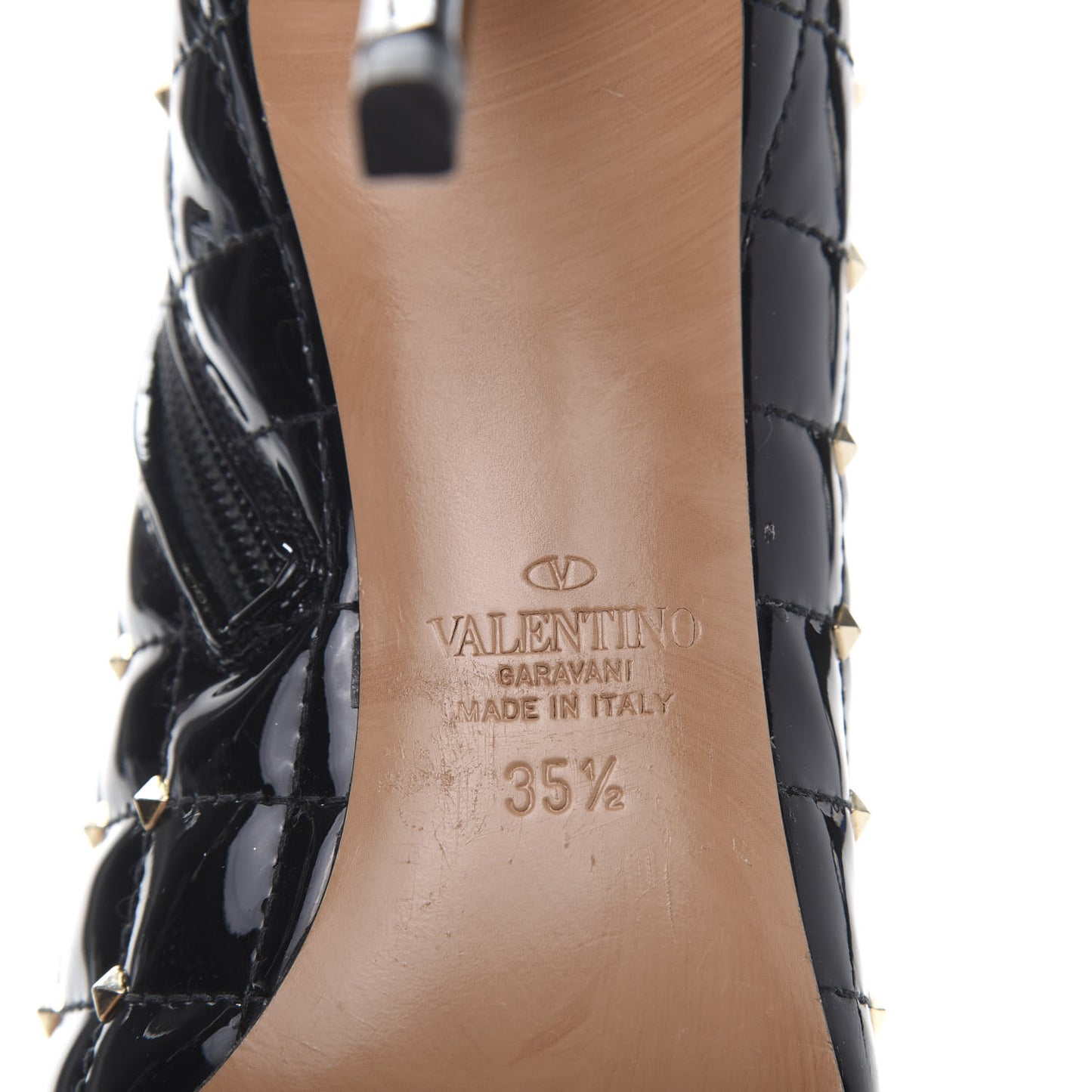 Patent Rockstud Spike Court Ankle Booties 35.5 Black