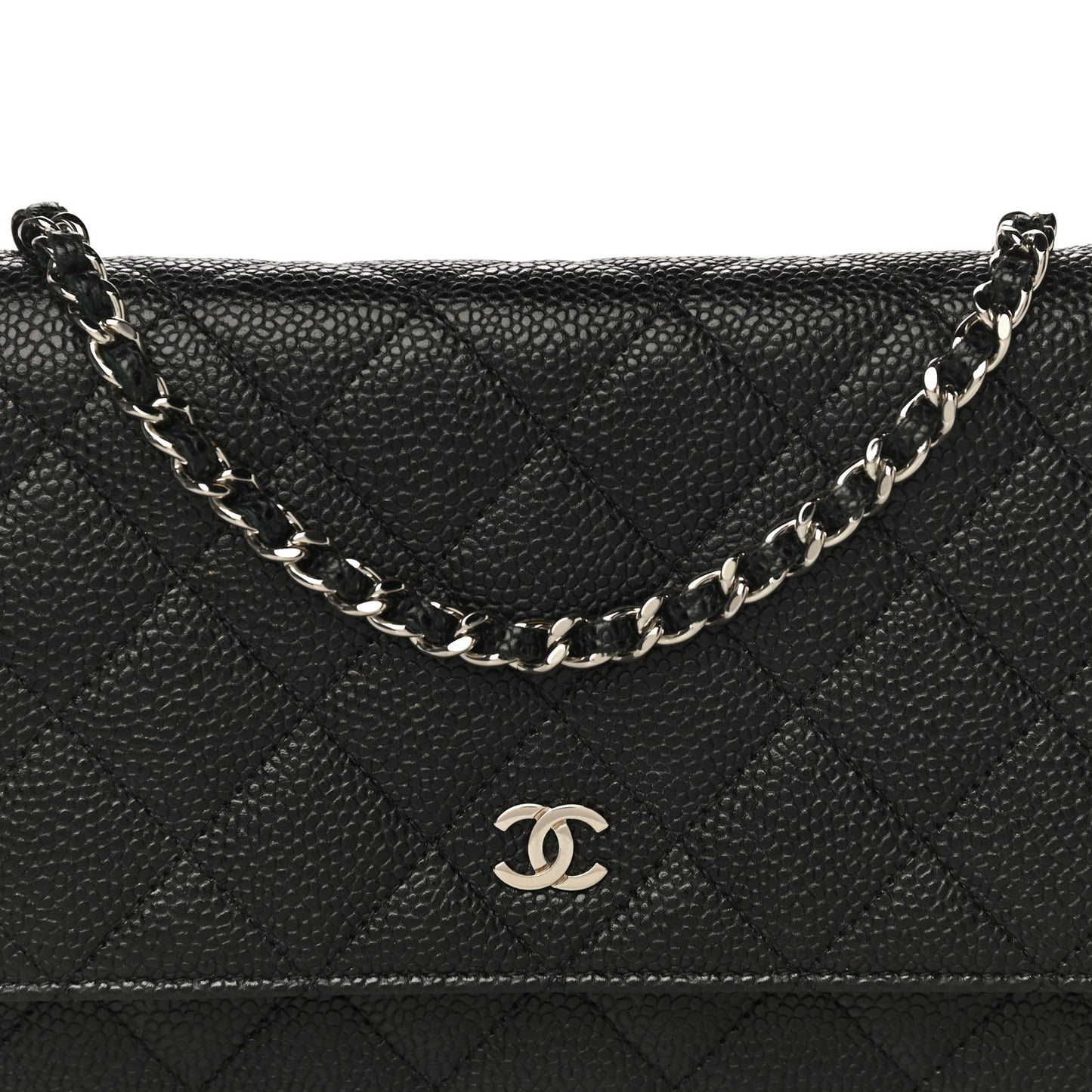 Caviar Quilted Wallet On Chain WOC Black