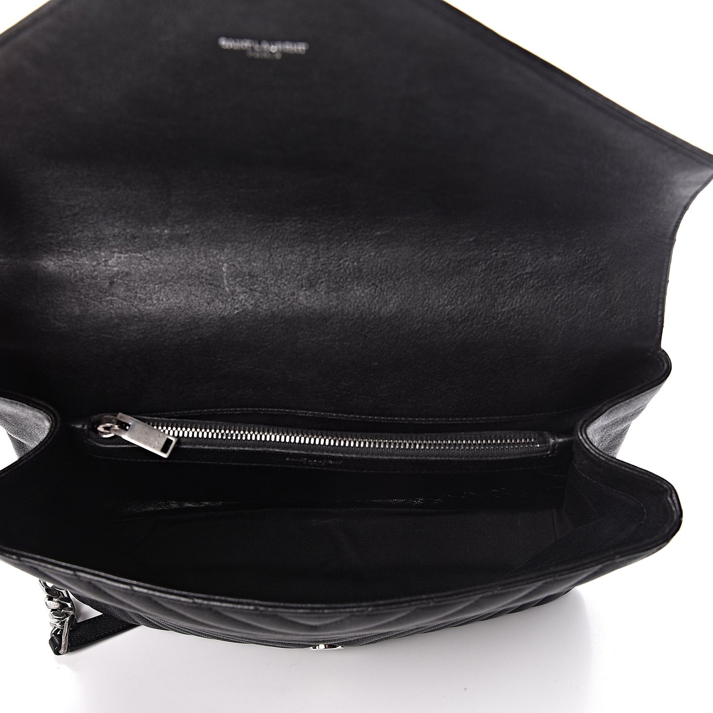 Sheepskin Matelasse Chevron Monogram Large College Satchel Black