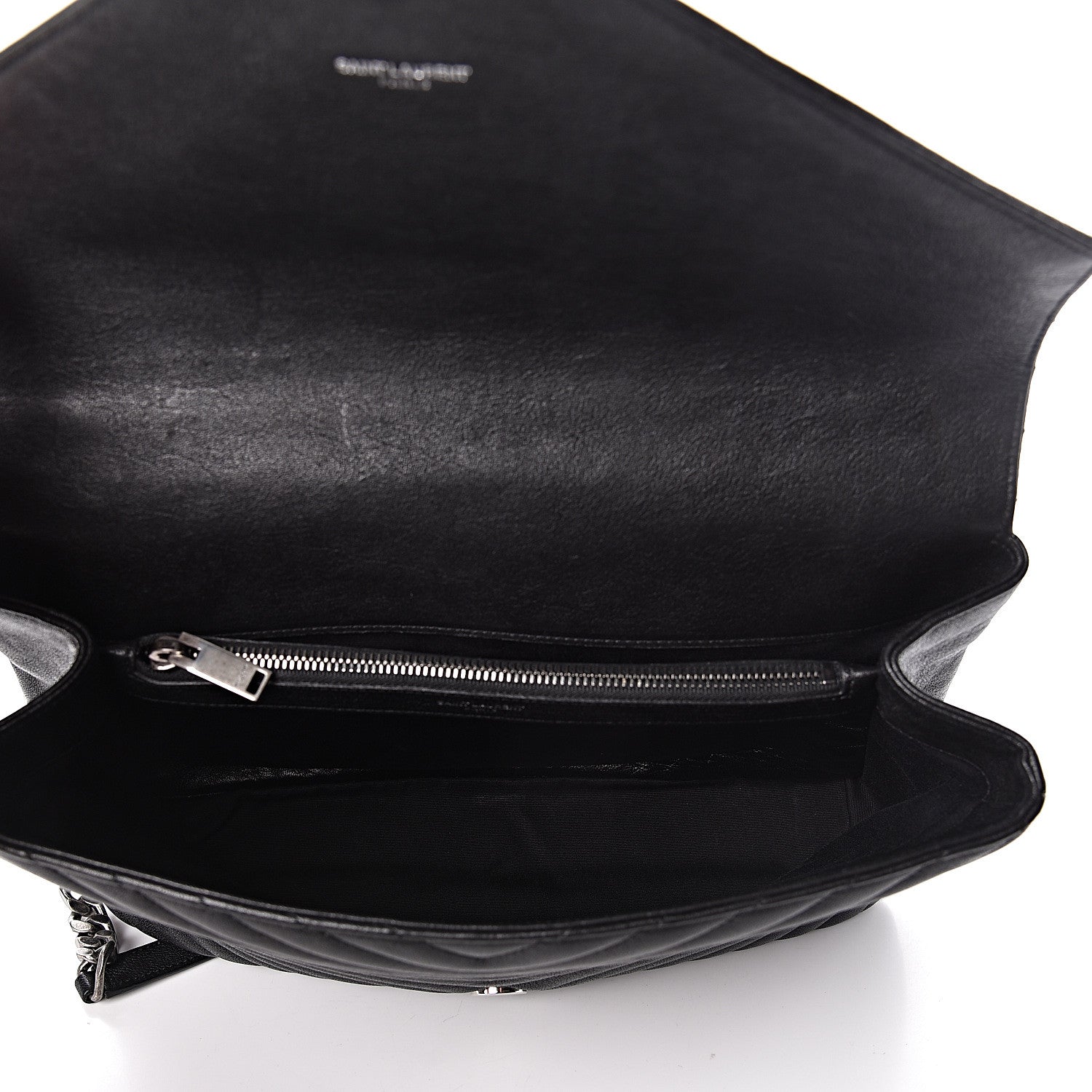 Saint Laurent Sheepskin Matelasse Chevron Monogram Large College Satchel Black 5 of 10