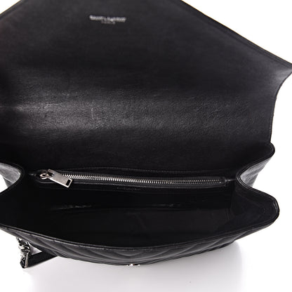 Saint Laurent Sheepskin Matelasse Chevron Monogram Large College Satchel Black 5 of 10