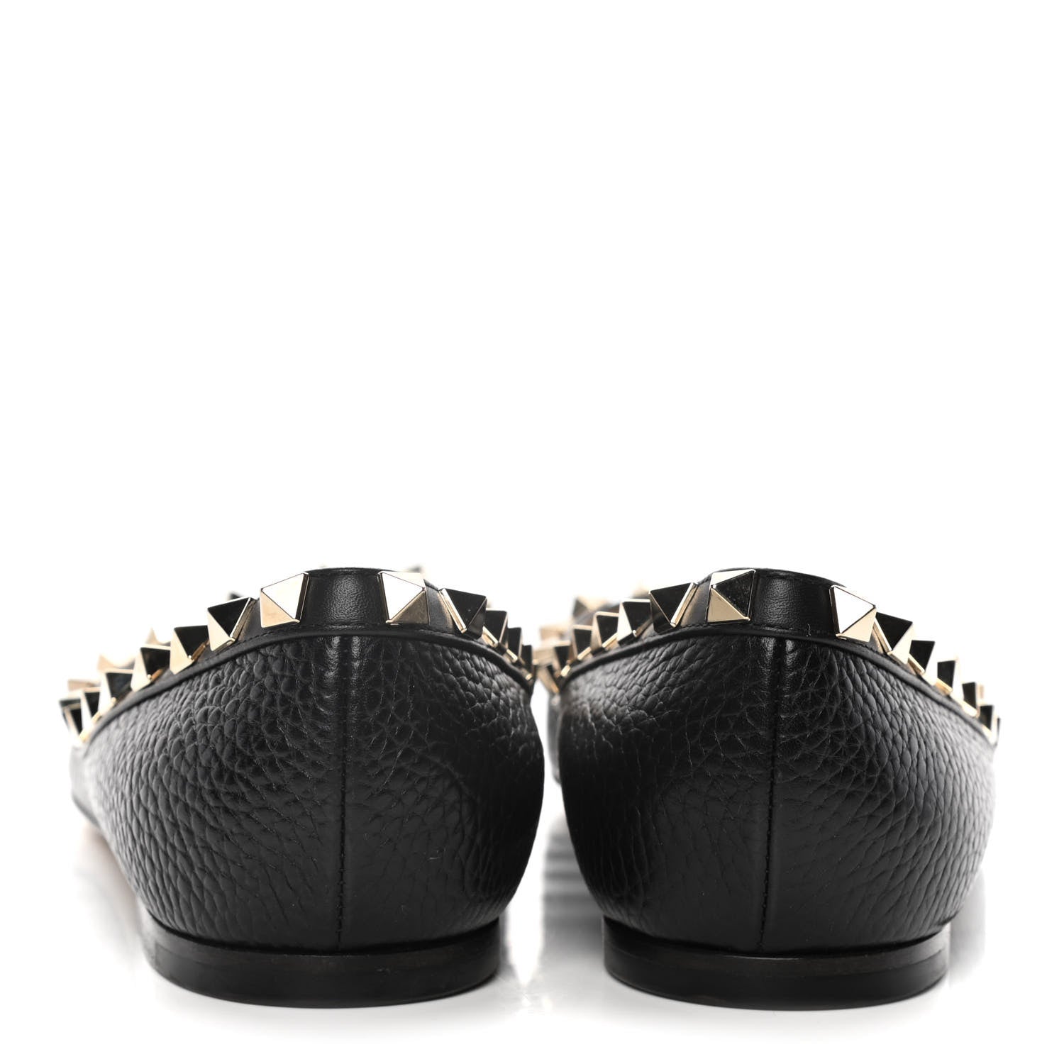 Valentino Garavani Pebbled Calfskin Rockstud Ballerina Flats 36 Black 5 of 12
