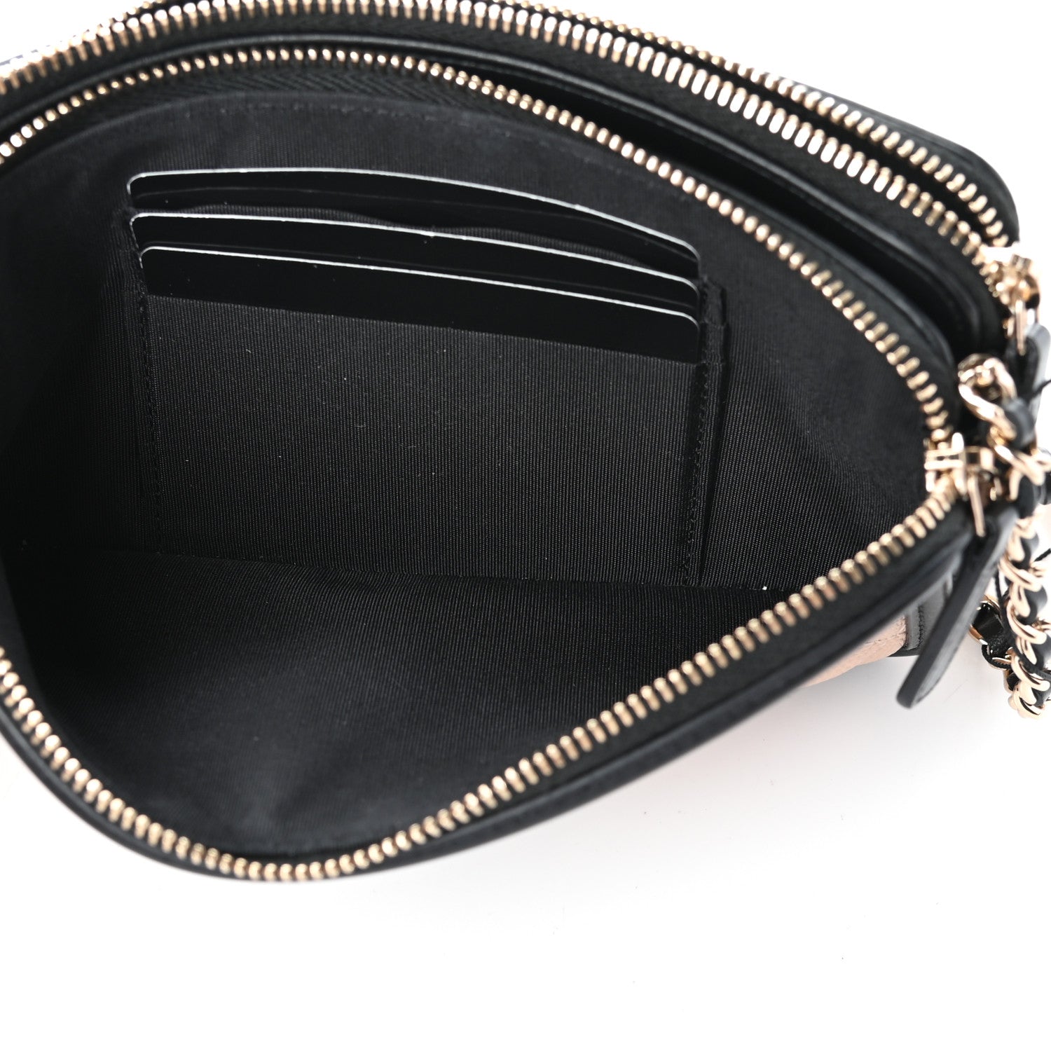 Chanel Caviar Quilted CC Filigree Clutch With Chain Beige Black 10 of 13