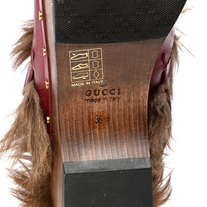 Gucci Calfskin Fur Horsebit Amstel Slingback Clogs 36 Rosso Naturale 6 of 7