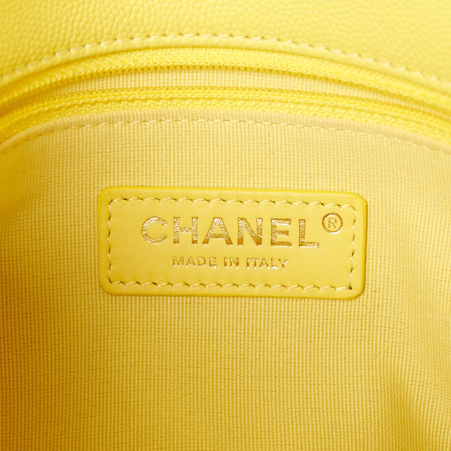 Caviar Quilted Mini CC You Flap Yellow
