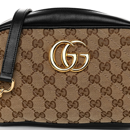 Gucci Monogram Matelasse Diagonal Small GG Marmont Chain Shoulder Bag Beige Black 8 of 10