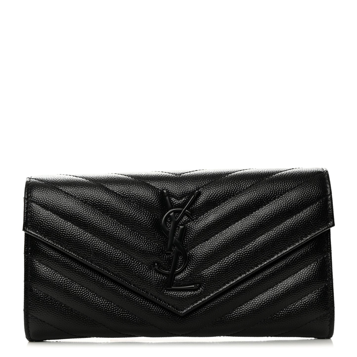 Grain De Poudre Matelasse Chevron Monogram Flap Wallet Black
