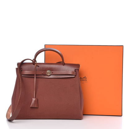 Hermes Toile Vache Calfskin Herbag 30 PM Natural 26 of 26