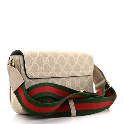 Gucci GG Supreme Monogram Textured Dollar Calfskin Web Mini Ophidia Envelope Shoulder Bag Beige Mystic White Oatmeal 3 of 11