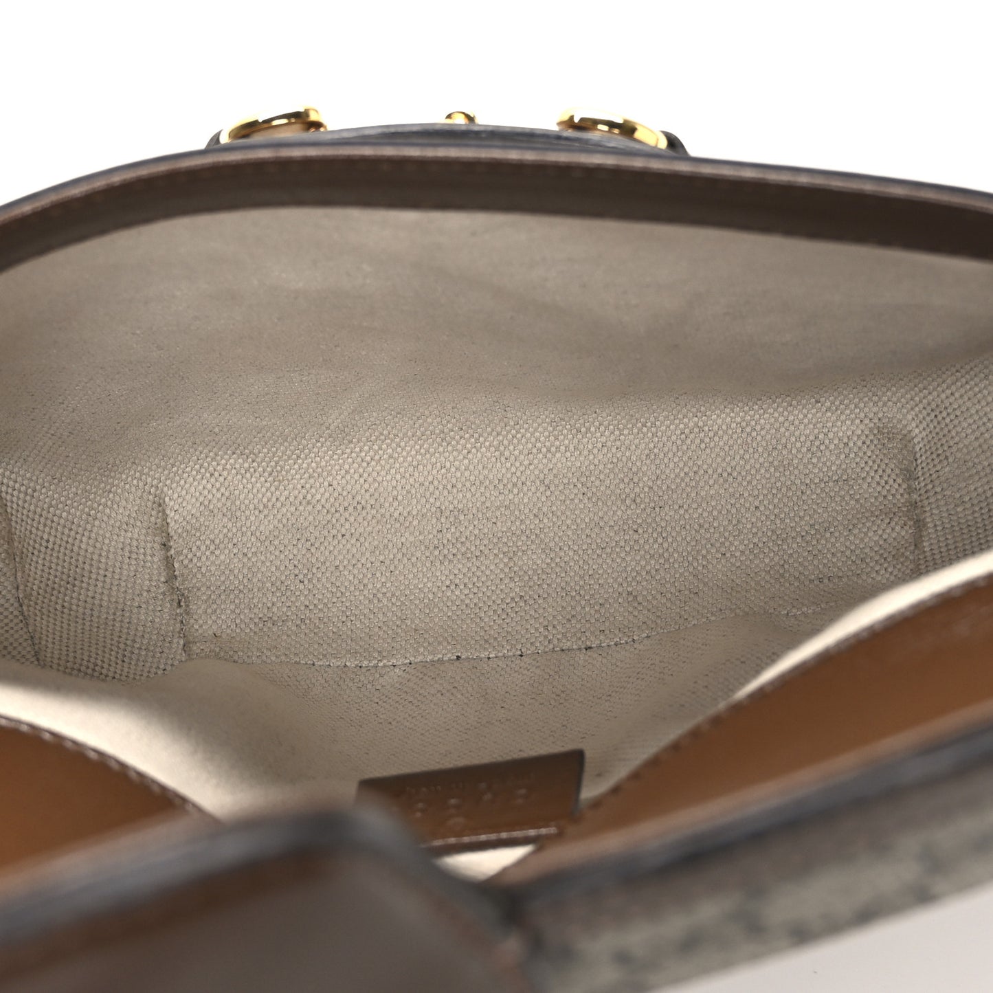 GG Supreme Monogram Web Mini Horsebit 1955 Shoulder Bag Beige Brown Sugar