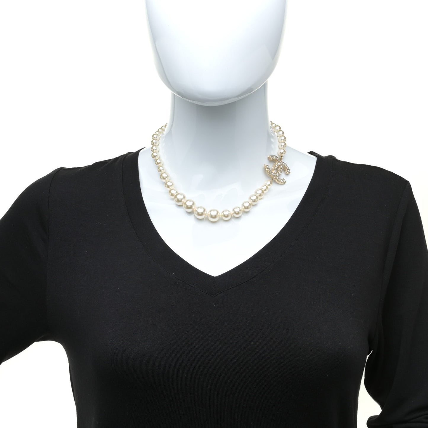 Pearl CC 100th Anniversary Necklace Light Gold