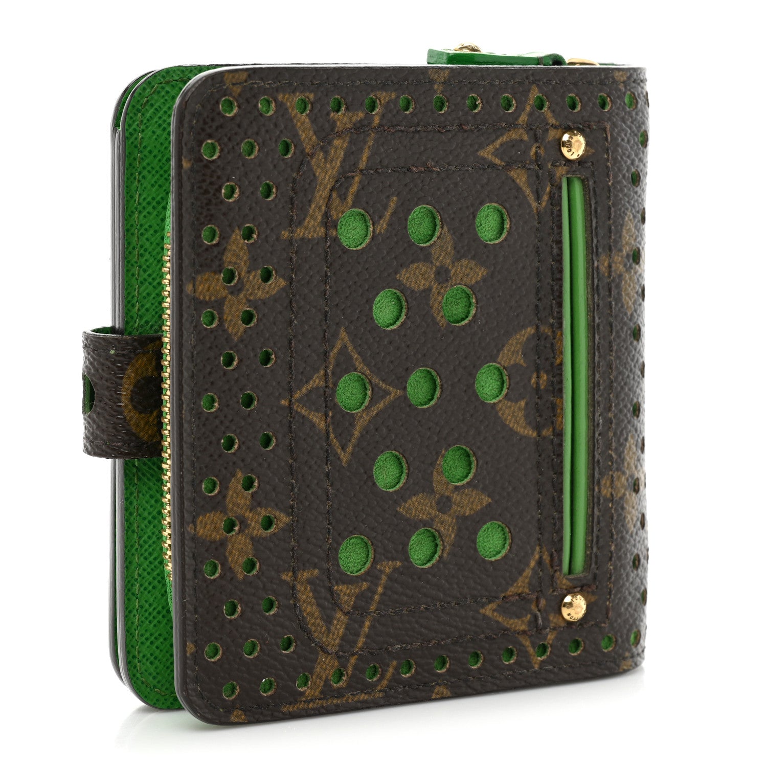 Louis Vuitton Monogram Perforated Compact Zipped Wallet Green 3 of 15