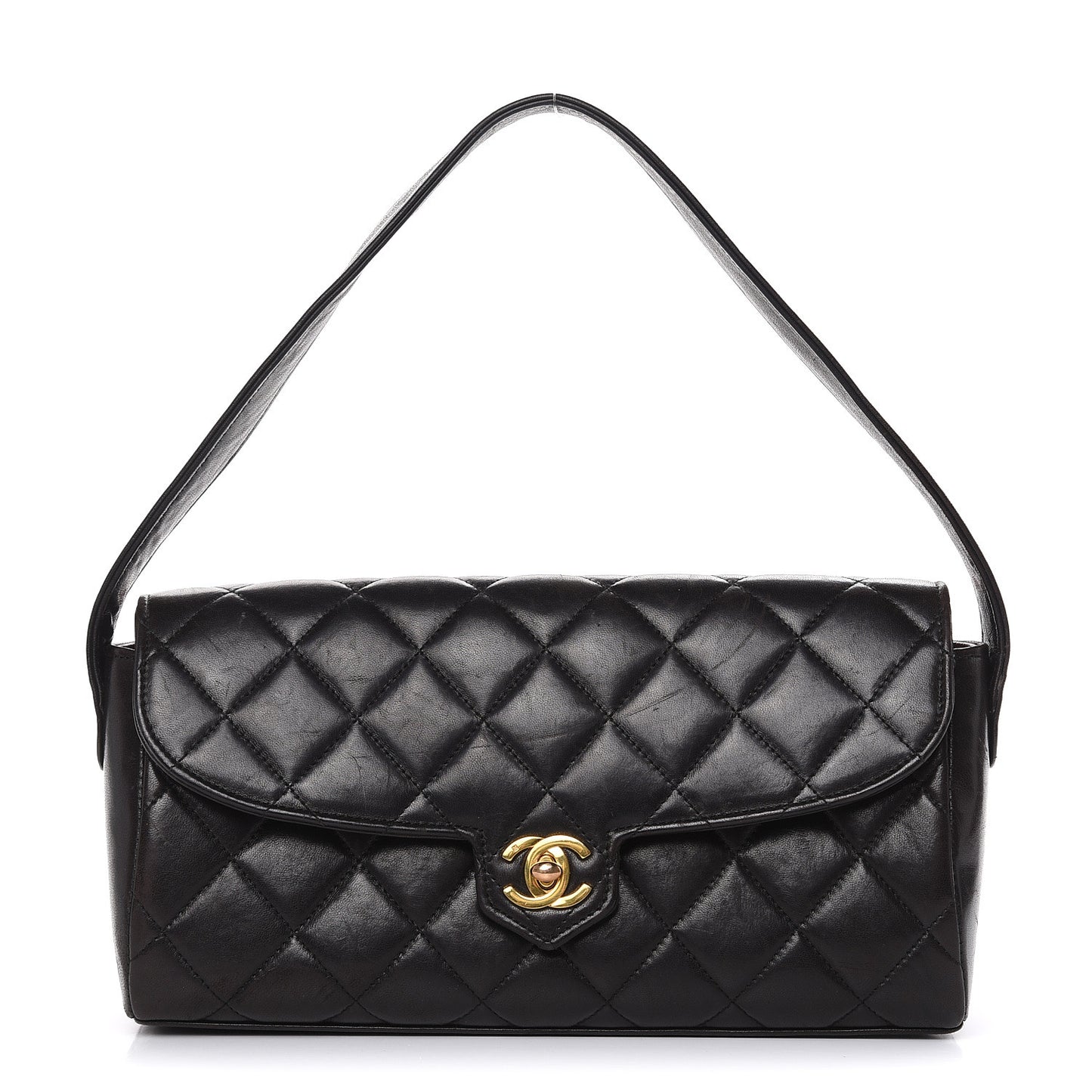 Lambskin Quilted East West Flap Black
