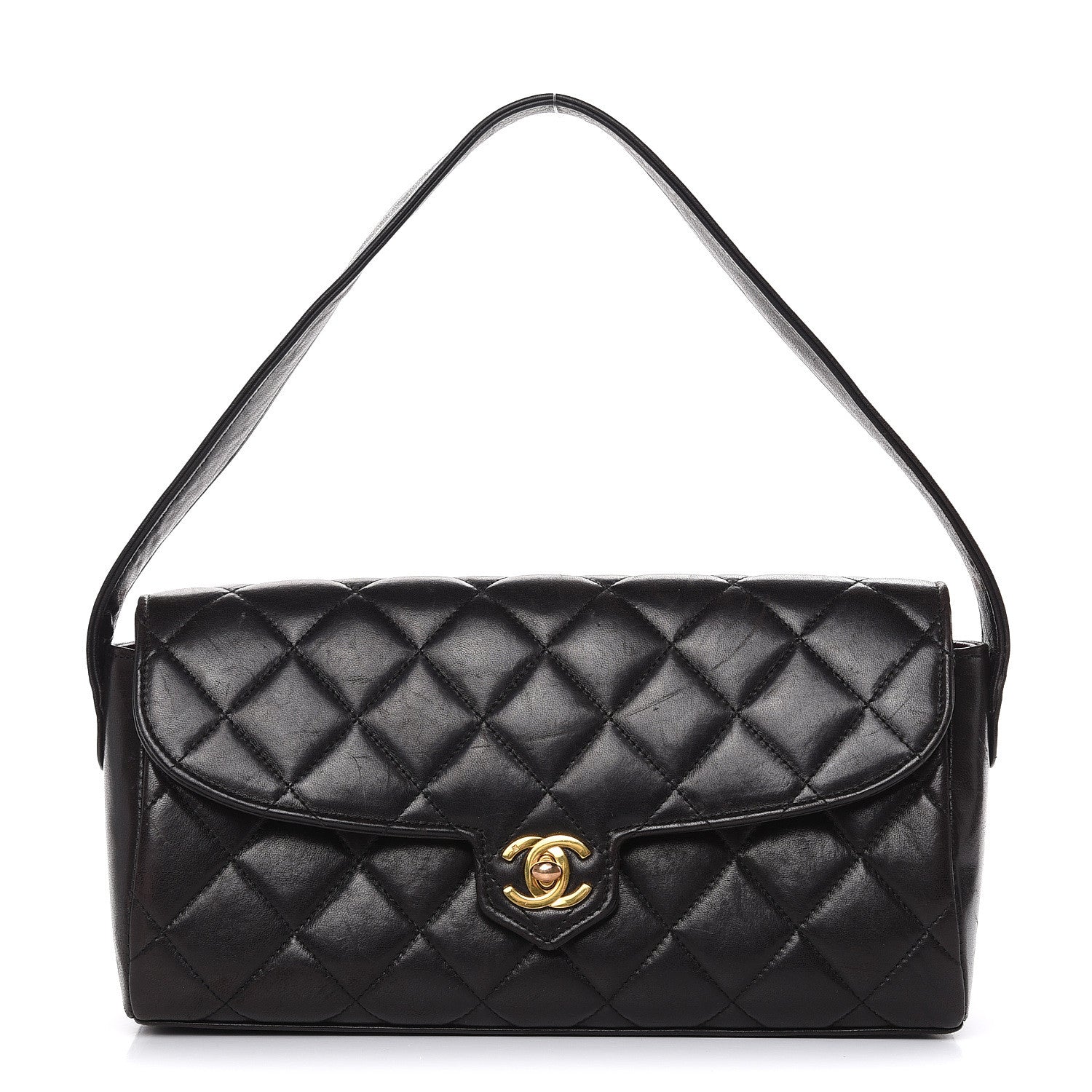 Chanel Lambskin Quilted East West Flap Black 1 of 22