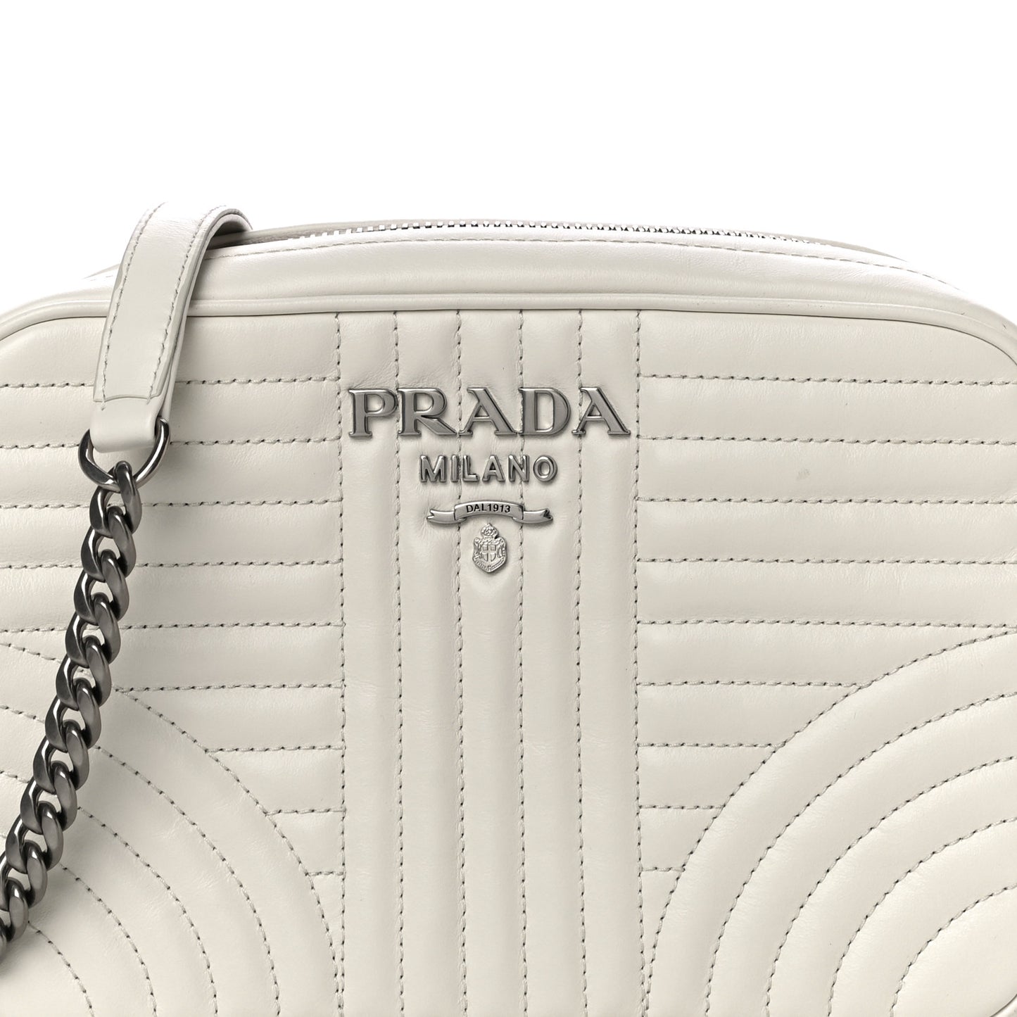 Soft Calfskin Diagramme Crossbody Bag White