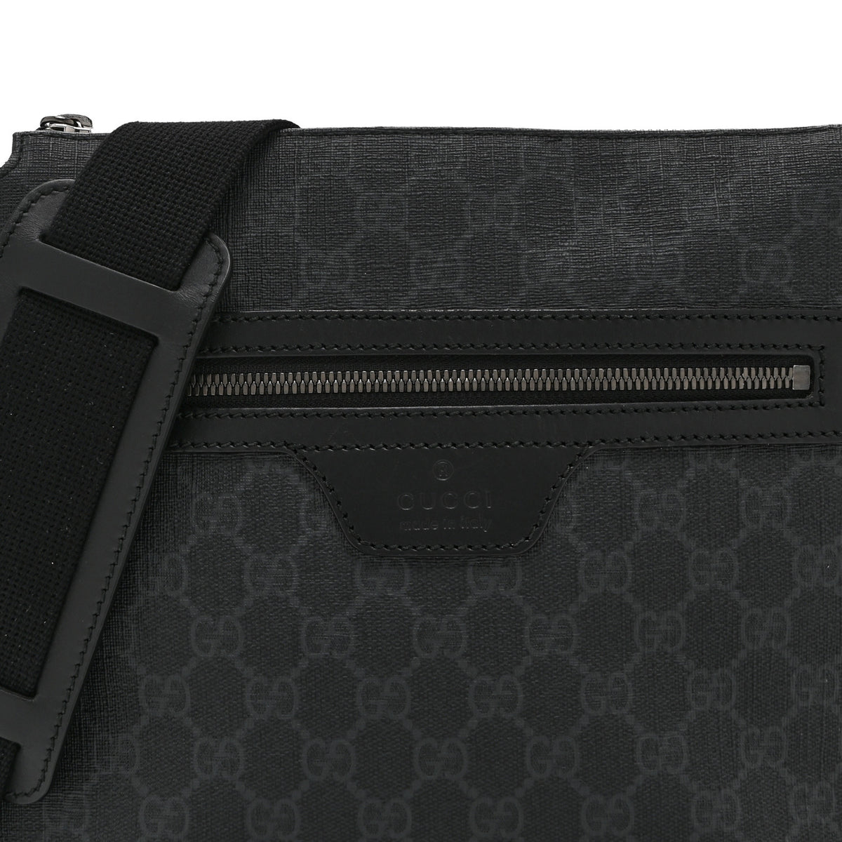 GG Supreme Monogram Flat Messenger Bag Black Grey