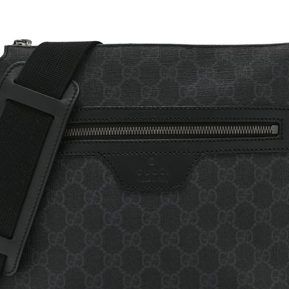 Gucci GG Supreme Monogram Flat Messenger Bag Black Grey 9 of 11