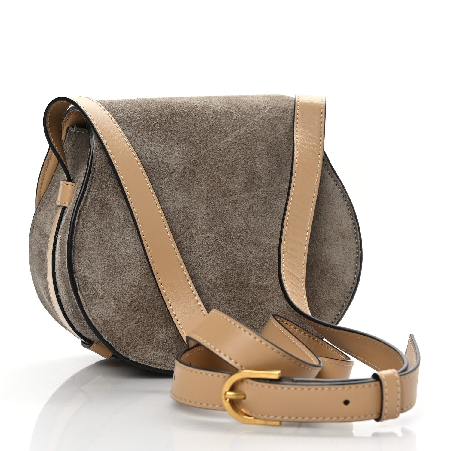 Chloe Suede Calfskin Small Marcie Saddle Bag Motty Grey 2 of 8