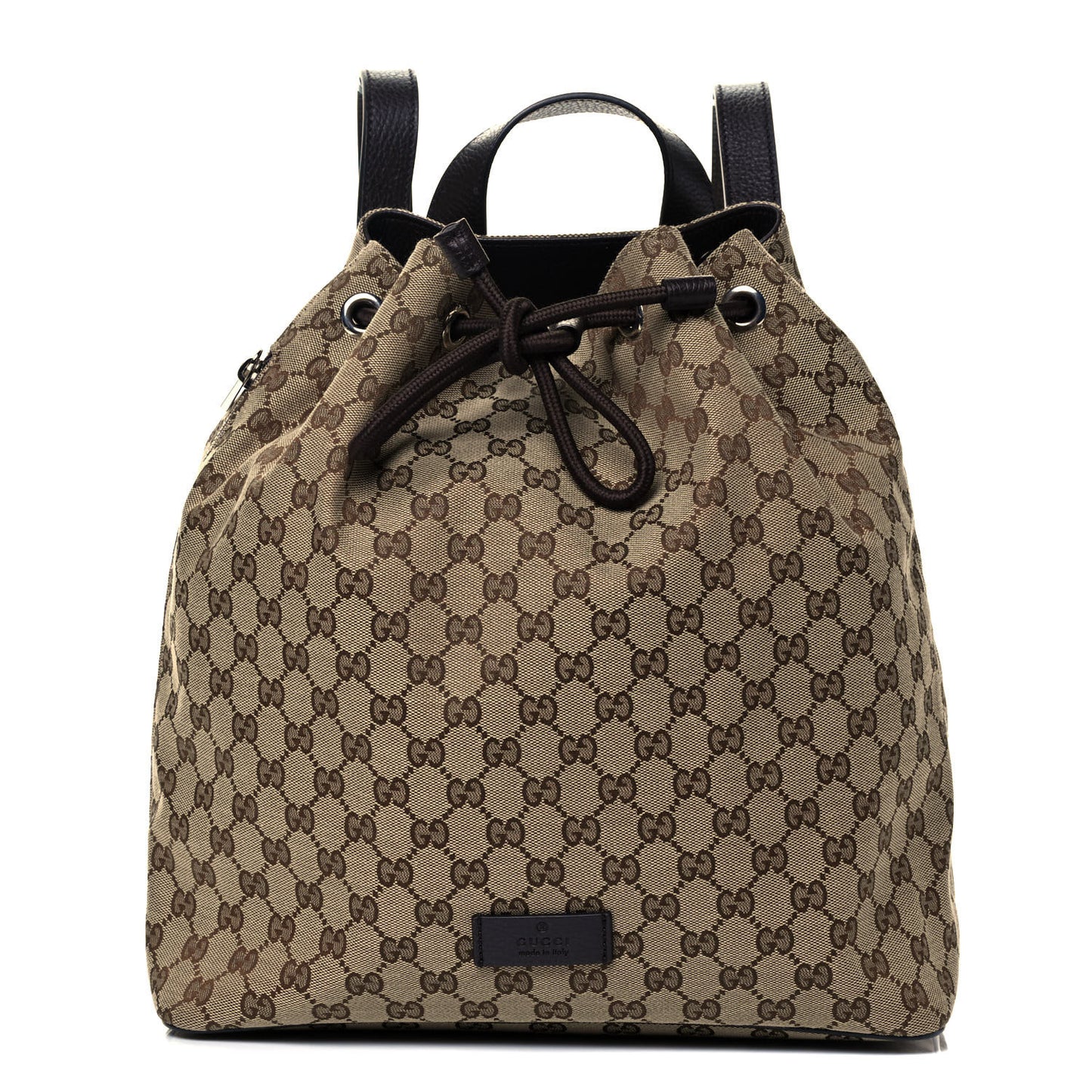 Monogram Dollar Calfskin O Drawstring Backpack Beige Ebony Testa di Moro Dark Chocolate