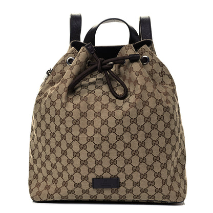 Gucci Monogram Dollar Calfskin O Drawstring Backpack Beige Ebony Testa di Moro Dark Chocolate 1 of 8