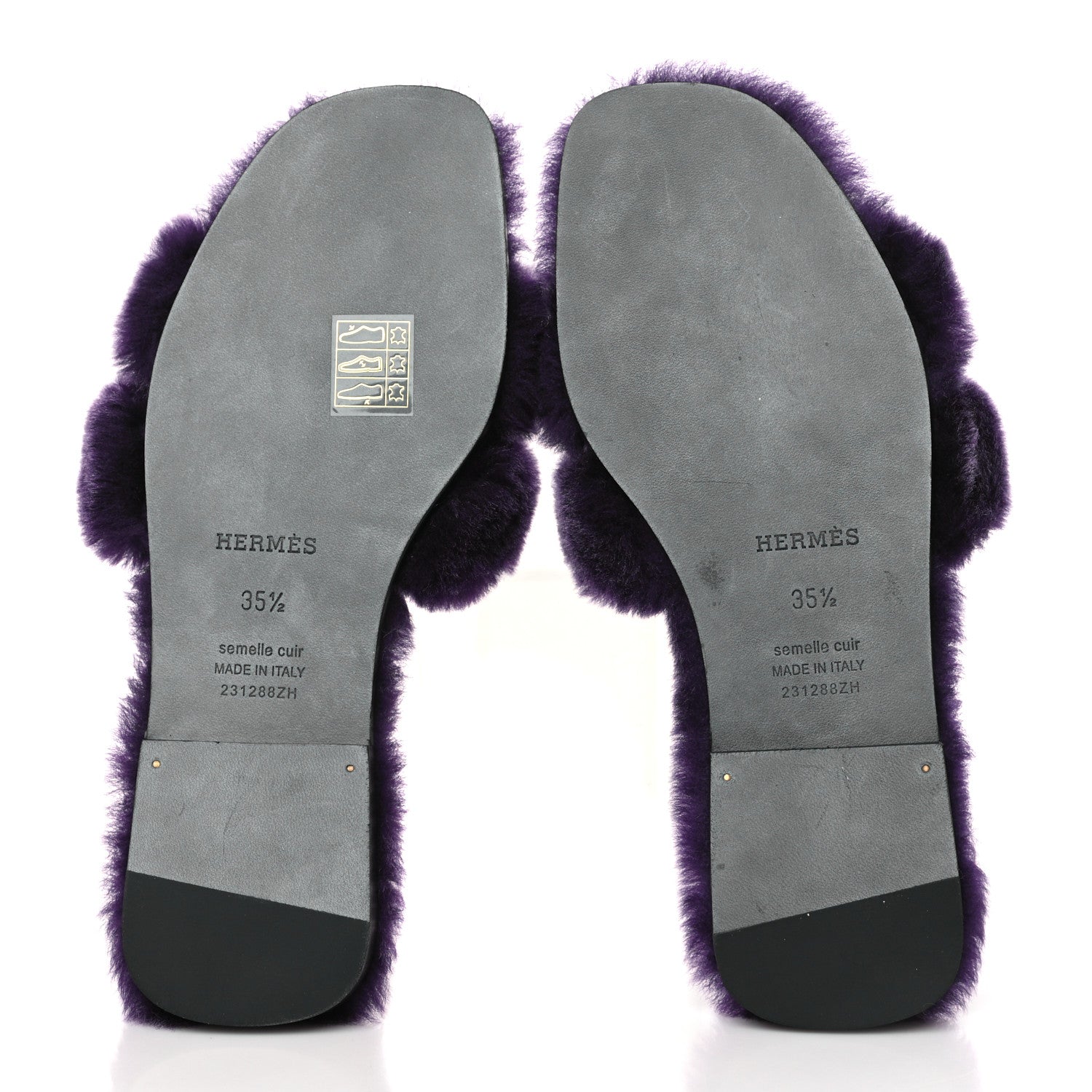 Hermes Woolskin Oran Sandals 35.5 Violet Fonce 5 of 8