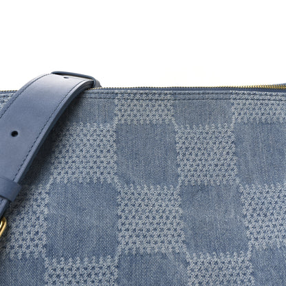 Louis Vuitton Damier Denim Vagabond Hobo Blue 7 of 8