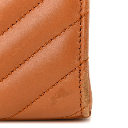 Saint Laurent Smooth Calfskin Matelasse Chevron Large Monogram Satchel Brown 4 of 12