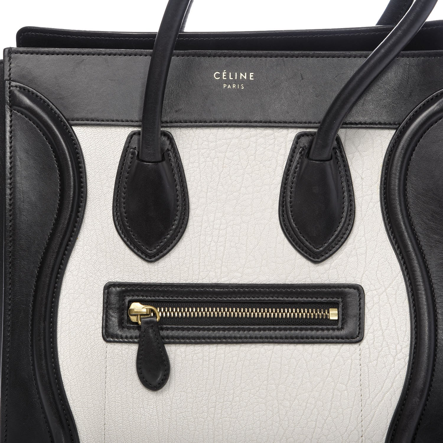 Celine Bullhide Calfskin Micro Bi-Color Luggage Black White 10 of 10