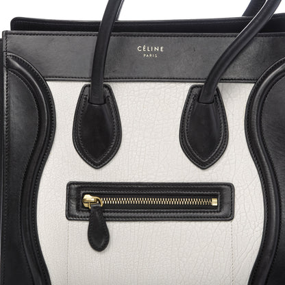 Celine Bullhide Calfskin Micro Bi-Color Luggage Black White 10 of 10