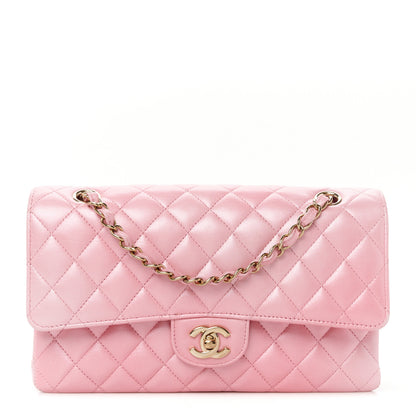 Chanel Pearly Lambskin Ombre Quilted Medium Double Flap Pink 1 of 11