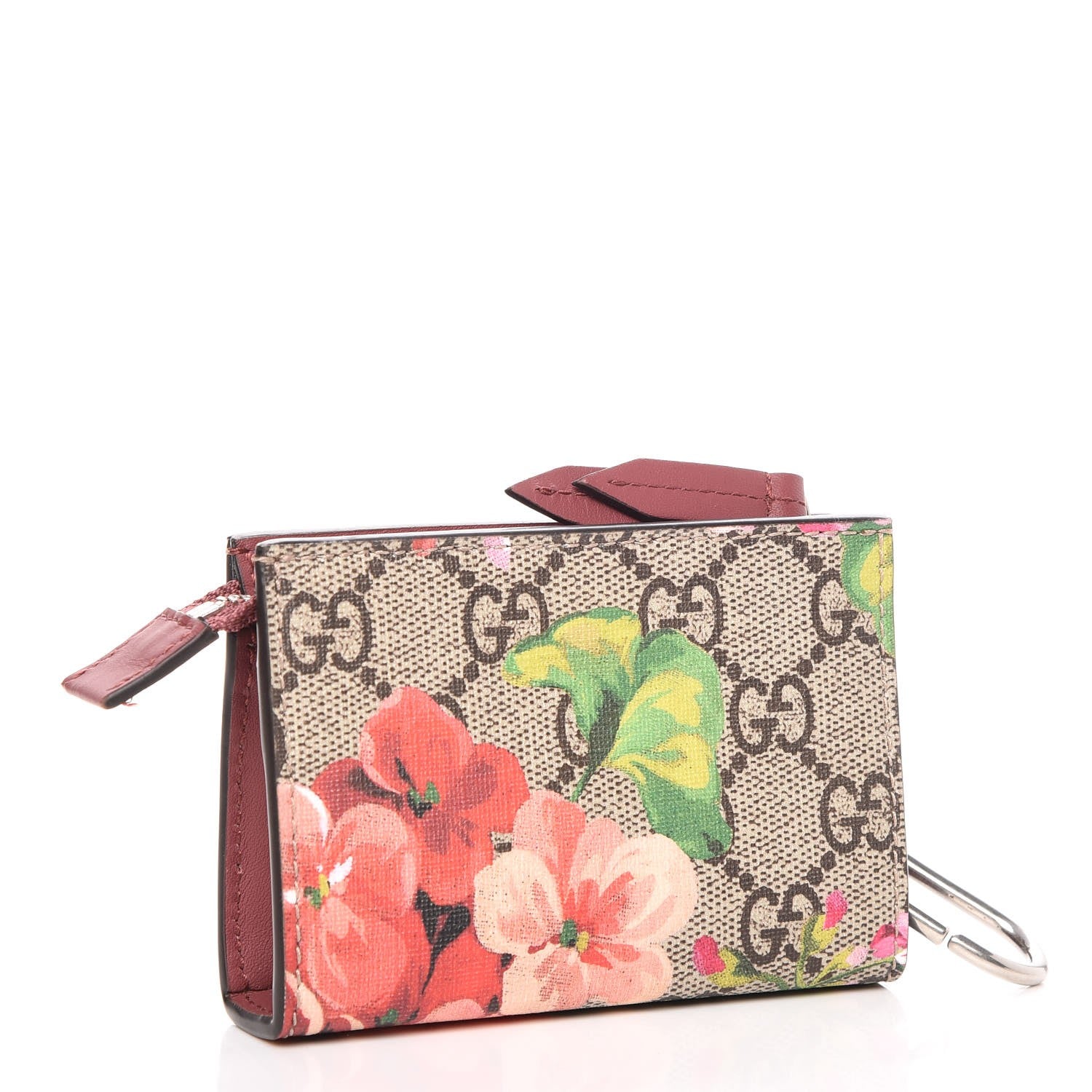 Gucci GG Supreme Monogram Blooms Key Ring Coin Case Beige Multicolor Dry Rose 3 of 7