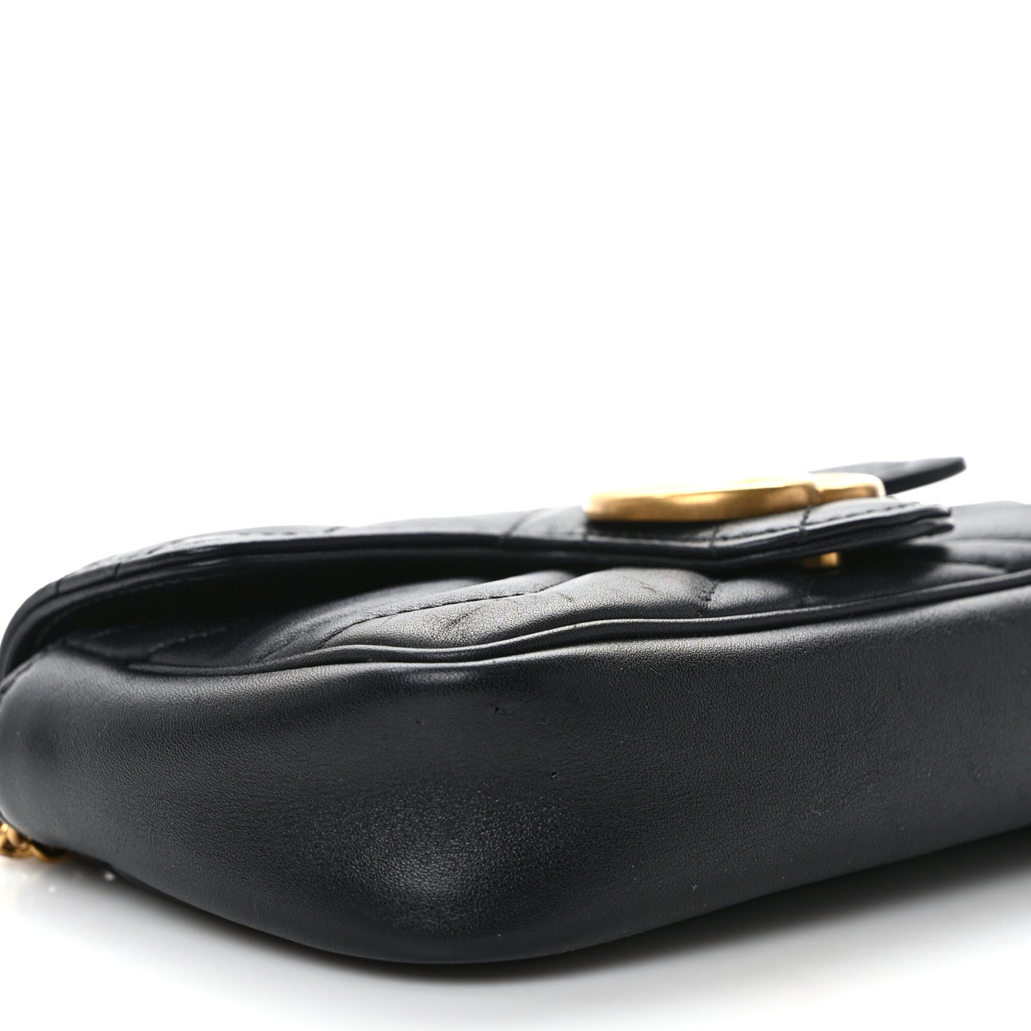 Calfskin Matelasse Super Mini GG Marmont Shoulder Bag Black