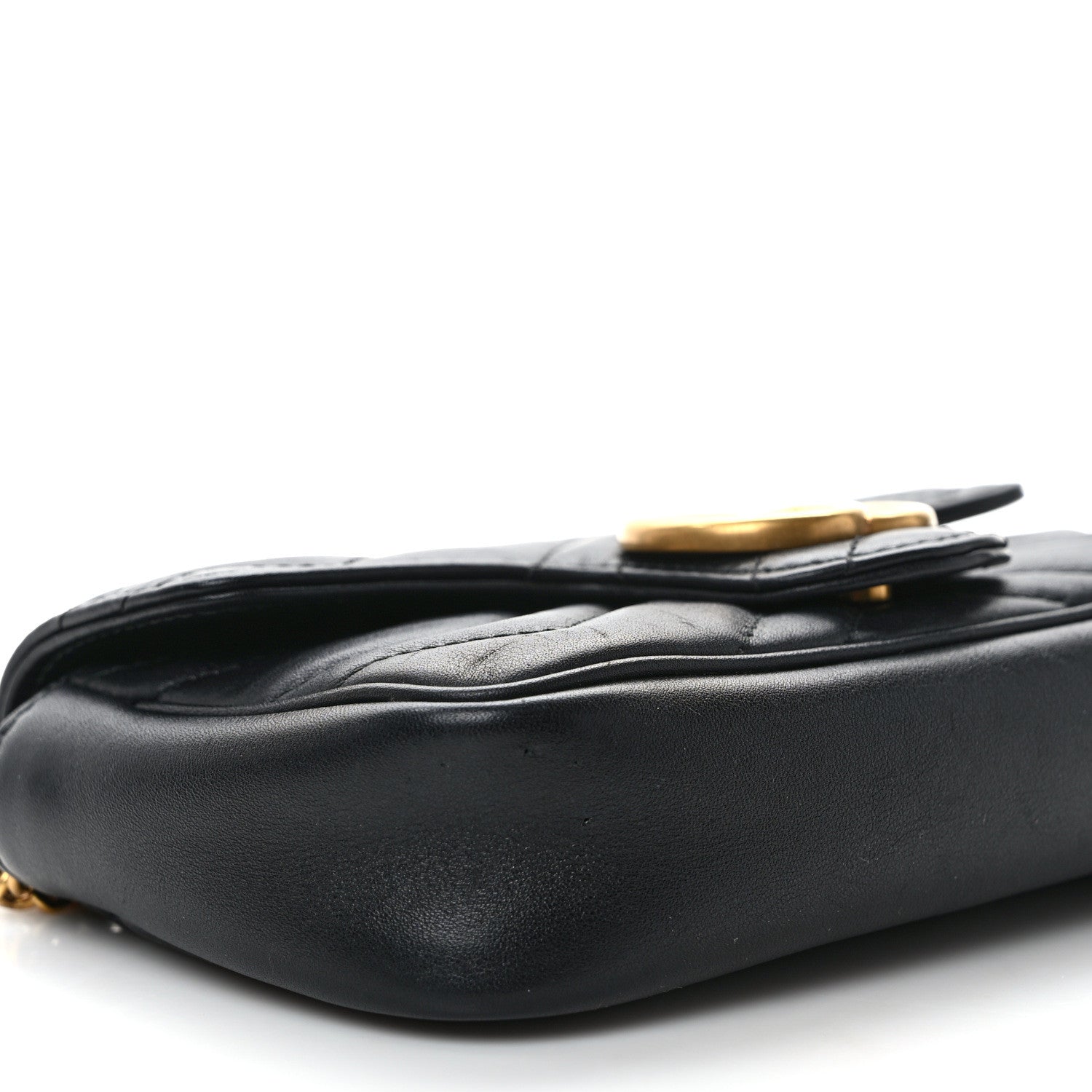 Gucci Calfskin Matelasse Super Mini GG Marmont Shoulder Bag Black 8 of 9