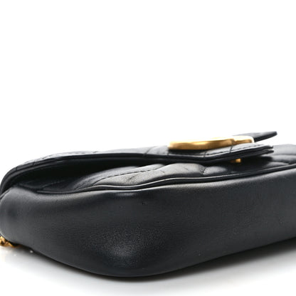 Gucci Calfskin Matelasse Super Mini GG Marmont Shoulder Bag Black 8 of 9