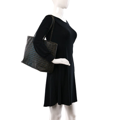 Fendi Zucca Spalmati Perforated Medium Roll Tote Tobacco Pavone 2 of 9