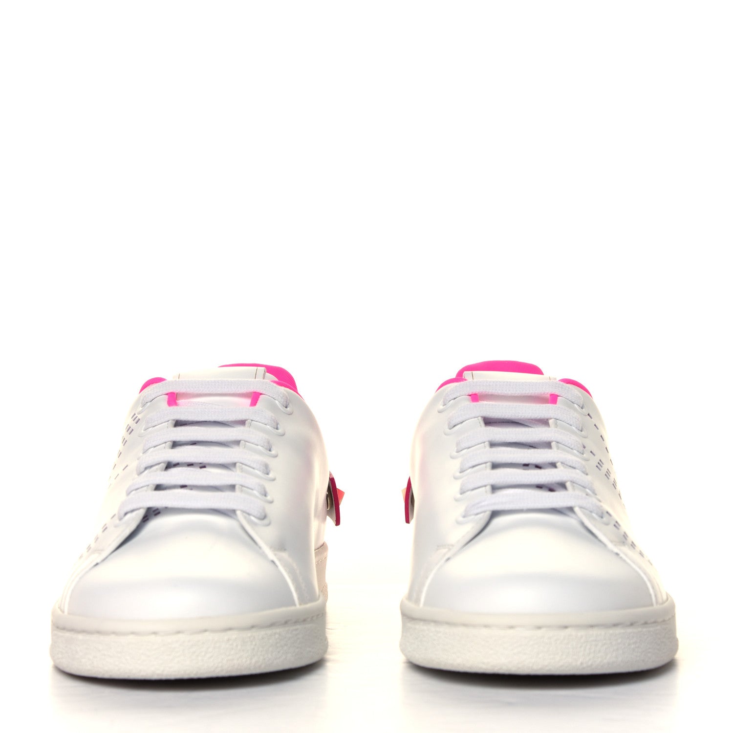 Valentino Garavani Calfskin Womens Backnet Sneakers 38.5 White Fuchsia 2 of 6