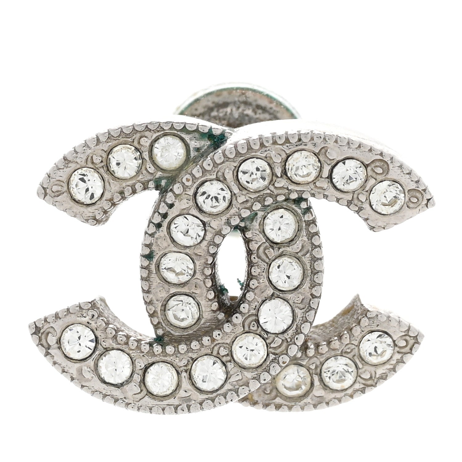 Chanel Crystal CC Earrings Silver 5 of 5